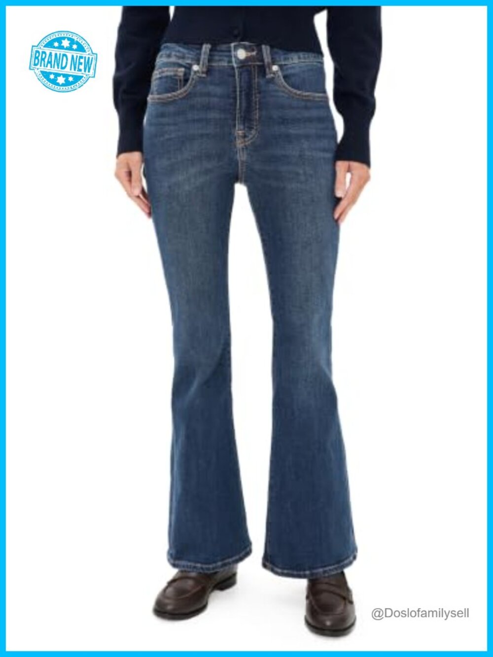 Mid Rise Flare Jeans Low Stretch Denim 5-Pocket Petite Fit